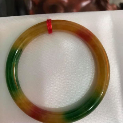 VÒNG CẨM THẠCH 3 MÀU VÀNG XANH ĐỎ ĐẬM Size 50MM x Dầy 7,2mm NỮ 45KG-54KG