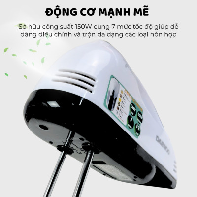 Máy đánh trứng Daewoo DWHM-318 công suất 150w kèm qua đánh inox - Hàng chính hãng