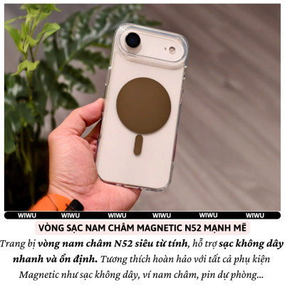 Ốp lưng trong suốt gương MirrorMag hỗ trợ selfie sạc từ tính nam châm magnetic không dây cho iPhone 17 Pro Max / 17 Air hiệu WIWU Mirror Viền TPU lưng PC chống ố, đệm khí chống sốc, viền bảo vệ camera - Hàng nhập khẩu