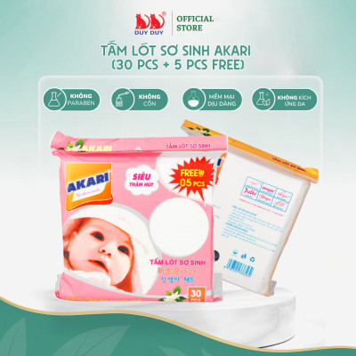 Combo 10 Gói Tấm lót sơ sinh Akari bột giấy tự nhiên 35 miếng (22x22cm) khô thoáng mát cho bé