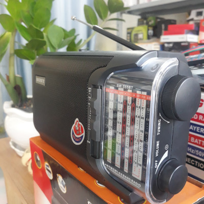 Đài Radio Shuae SW-666BT 12Band Fm/Am/Sw, Bluetooth/Usb/Thẻ Nhớ, Đài Nghe Nhạc Cao Cấp, Tặng Pin Sạc Hàng Chính Hãng