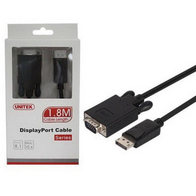 Cáp Displayport -> VGA 1.8m Unitek (Y-5118F) (M) - HÀNG CHÍNH HÃNG