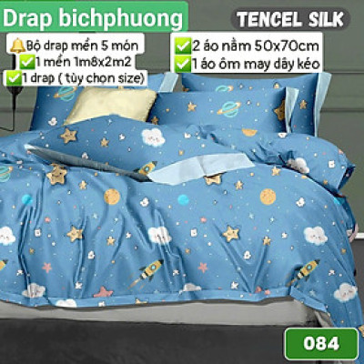 Bộ Drap gối CÓ MỀN Tencel vải nhập Hàn Quốc ,đỉnh cao mát mềm mại { drap mền và 3 áo gối} 