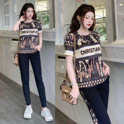 Sét đồ bộ nữ quần dài áo thun lạnh form rộng in 3D họa tiết sang trọng thanh lịch mẫu mới đẹp có bigsize