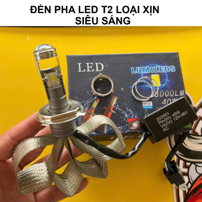 Đèn Pha LED Bi Cầu T2 – Ánh Sáng Chuẩn, Cắm Zắc Không Cần Độ Chế, Dễ Lắp Mọi Xe