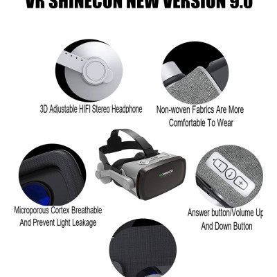 Shinecon G07E - Kính Thực Tế Ảo VR Shinecon 2018 version 7 G07E - Hàng Chính Hãng - VR SHINECON G07E 9th Generation Virtual Reality 3D Video Glasses Game Virtual Reality Glasses VR Headset Helmet for Android IOS