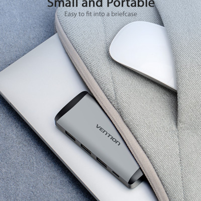 Cáp chuyển USB Type-C to USB3.0*3/Gigabit Ethernet/PD Vention TGDHB - Hàng chính hãng