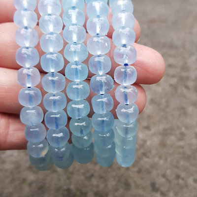 Vòng tay phong thủy may mắn đá Aqua Xanh hạt bầu tròn mới đẹp Size 8mm bóng đẹp Vòng màu xanh Aqua nhẹ nhàng mát lạnh đeo tay xinh xắn lắm ạ