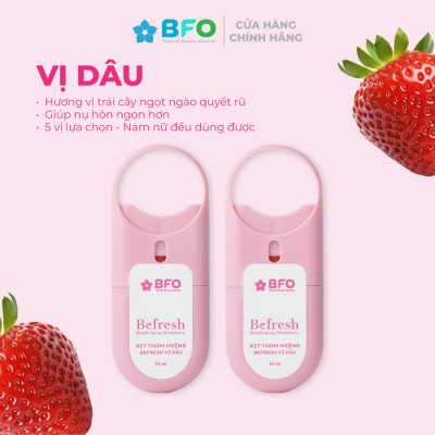 Combo 5 Xịt Thơm Miệng BFO Cho Hơi Thở Thơm Mát 10ml An Toàn (Trà xanh, Bạc Hà, Đào, Dâu, Dưa Lưới)