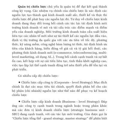 Quản Trị Chiến Lược Từ Tư Duy Đến Thực Thi