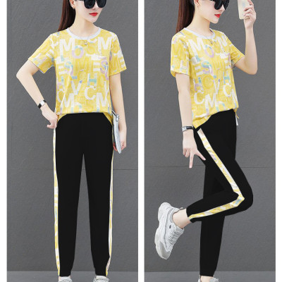 BỘ THUN THỜI TRANG PHỐI CHỮ IN 3D LẤP LÁNH