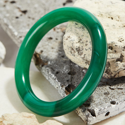 Vòng tay mã não xanh thiên nhiên bản tròn dày 10mm mệnh mộc hỏa - Ngọc Qúy Gemstones