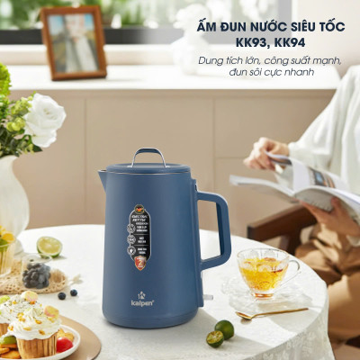 Âm đun nước siêu tốc Inox 304 Kalpen KK93 dung tích 1.8L công suất 1800W - Hàng chính hãng