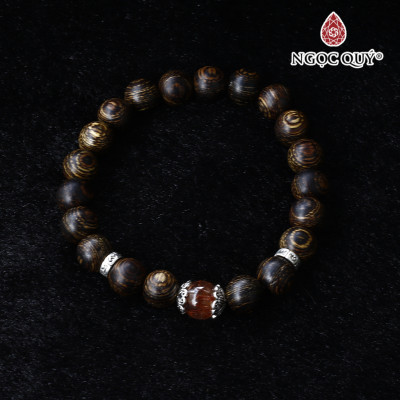 Vòng trầm sánh tròn 8mm phối đá thạch anh tóc đỏ - Ngọc Quý Gemstones