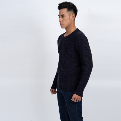 Áo len nam dài tay cổ tròn màu xanh đen NOVELTY 180586T