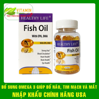 Healthy Life Fish Oil Viên Uống Dầu Cá Bổ Sung Omega 3 DHA EPA tốt cho tim mạch não bộ và mắt | Nhập khẩu Mỹ