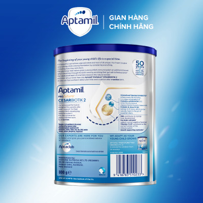 Sản phẩm dinh dưỡng công thức Aptamil Profutura Cesarbiotik 2 Follow On Formula (Dành cho trẻ từ 12 -24 tháng tuổi), 800g