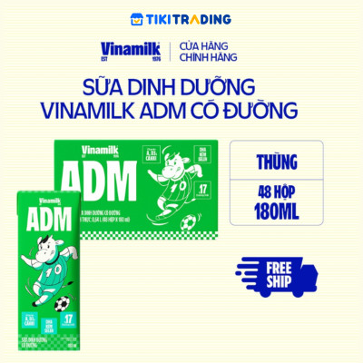 Thùng 48 Hộp sữa dinh dưỡng Vinamilk ADM Gold IQ có đường 180ml