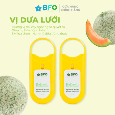 Combo 5 Xịt Thơm Miệng BFO Cho Hơi Thở Thơm Mát 10ml An Toàn (Trà xanh, Bạc Hà, Đào, Dâu, Dưa Lưới)