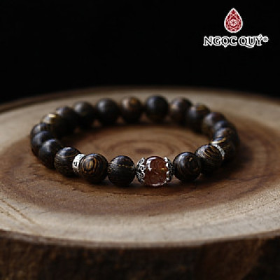 Vòng trầm sánh tròn 8mm phối đá thạch anh tóc đỏ - Ngọc Quý Gemstones