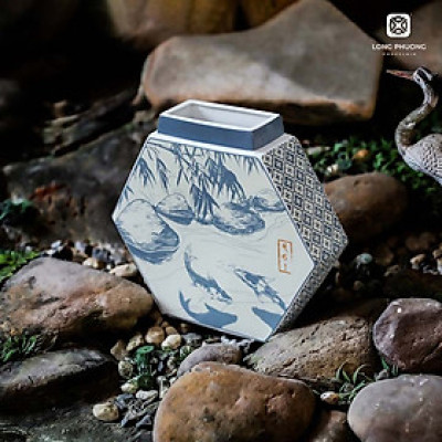 Lọ hoa gốm sứ đẹp cá Koi – mẫu lọ hoa sứ vạn người mê