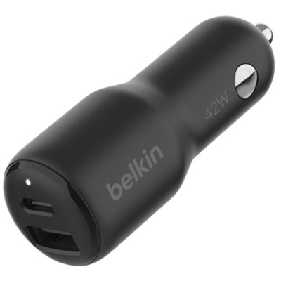 Sạc Ô Tô Hai Cổng 1A1C 42W Belkin BoostCharge CCB005QCBK, PD + Quick Charge, Hàng Chính Hãng