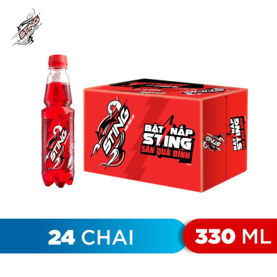 Thùng 24 Chai Nước Tăng Lực Sting Đỏ Dâu (330ml/Chai)