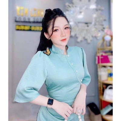 ĐỒ LAM ĐI CHÙA  Mẫu Bướm Kết Cườm Vải Lụa Đẹp Mịn