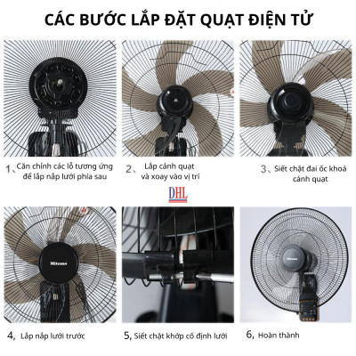 Quạt treo tường điều khiễn từ xa remote Mitomo FTT-60AE hàng chính hãng