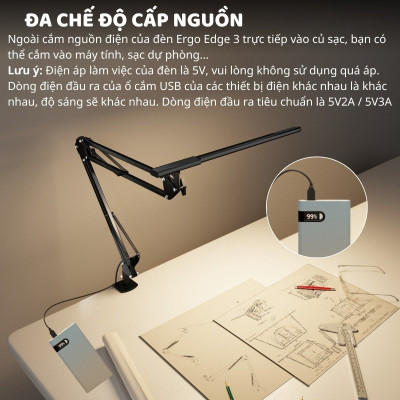 Đèn bàn học Led bảo vệ mắt Ergo Edge 3 DandiHome chống cận để làm việc, đọc sách cao cấp có thể kéo dài và gấp gọn 