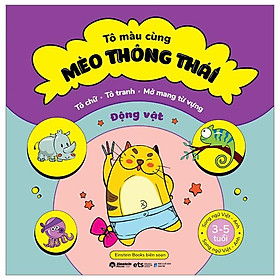Tô Màu Cùng Mèo Thông Thái - Song Ngữ Việt-Anh - Động Vật (Dành Cho Trẻ Từ 3-5 Tuổi)
