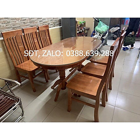 bàn ăn bầu dục gỗ xoan ta