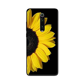 Ốp Lưng in cho Xiaomi Mi 9T Mẫu Hoa Hướng Dương Nền Đen - Hàng Chính Hãng