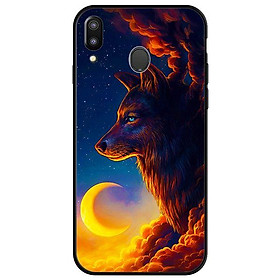 Ốp lưng dành cho Samsung M20 Sói Trăng Nền Xanh Vàng - Hàng Chính Hãng