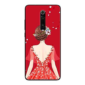 Ốp Lưng in cho Xiaomi Mi 9T Mẫu Cô Gái Váy Đỏ - Hàng Chính Hãng