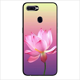 Ốp lưng dành cho Oppo F9 - Realme 2 Pro - A7 ( A5s ) - A12 mẫu Sen Nền Tím Vàng
