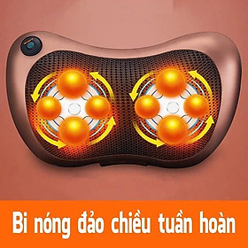 Gối Massage Hồng Ngoại 8 Bi Đảo Chiều -Massage Cổ, Vai, Gáy , Kèm Tẩu Sạc Trên Xe Hơi Vô Cùng Tiện Lợi