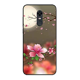 Ốp Lưng in cho Xiaomi Redmi 5 Mẫu Ánh Trăng Hoa Đào - Hàng Chính Hãng