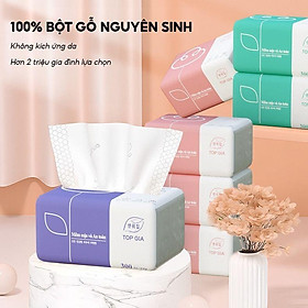 Thùng 30 gói giấy ăn rút Topgia 3 màu cao cấp 4 lớp dày dặn, mềm mịn