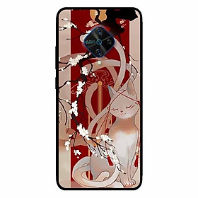 Ốp lưng in cho Vivo V17 Pro Mẫu Mèo Cành Hoa Đào