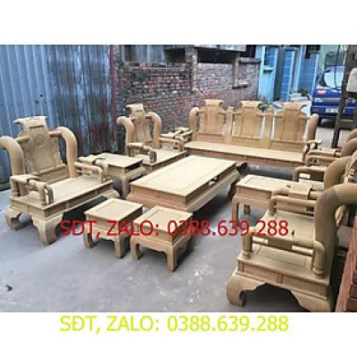 Bộ bàn ghế tần thủy hoàng gỗ cẩm vàng tay 12