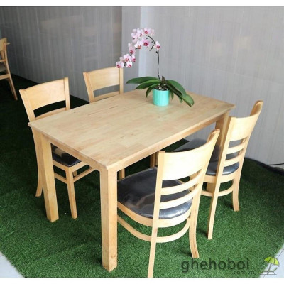Bộ Bàn Ăn CABIN 4 Ghế Gỗ Tự Nhiên Mặt Bàn Verneer Sồi -TN