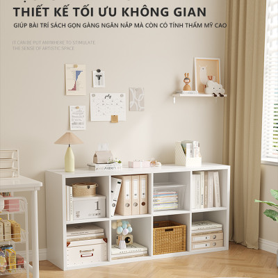 Kệ sách 8 hộc đựng đồ lớn gỗ mdf dày 25mm cao cấp decor phong cách minimalism thương hiệu IGA - GA33