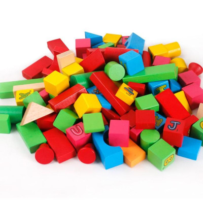 Đồ chơi xếp hình 100 khối gỗ nhiều hình dạng, màu sắc