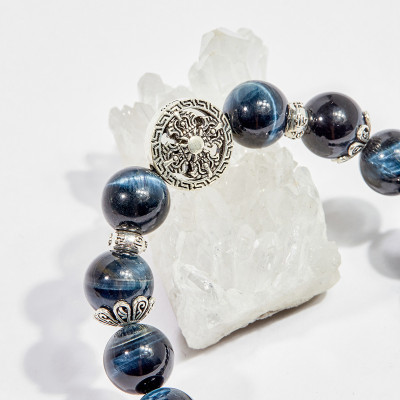 Vòng tay phong thủy đá mắt ưng charm cây 10mm mệnh thủy , mộc - Ngọc Quý Gemstones