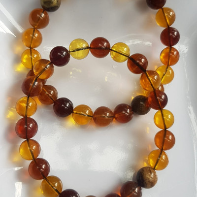 Vòng tay chuỗi đá Hổ Phách vàng nâu tự nhiên đẹp Size hạt 8mm Vòng hợp nữ mệnh thổ mệnh kim may mắn tốt sức khỏe công danh sự nghiệp xinh tay ạ