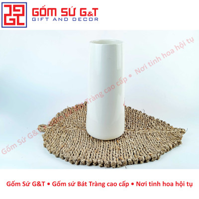 Lọ hoa dáng ống vẽ sen hạc Gốm Sứ G&T