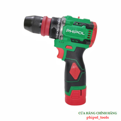 Combo Máy khoan pin chuyên vít 2 đầu rời 10mm có chỉnh tốc PHIPOL TOOLS PH3015 Kèm 2 pin và sạc - Hàng Chính Hãng
