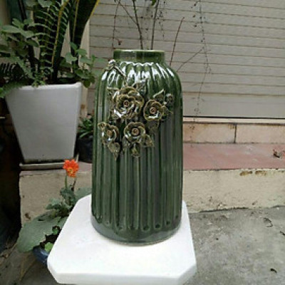 Lọ bom khía miệng túm đắp hoa nổi