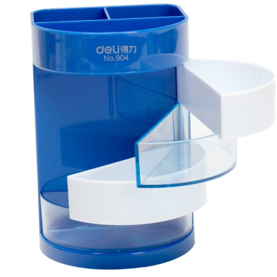 Khay Cắm Bút 4 Ngăn Xoay Deli 0904 - Màu Xanh
